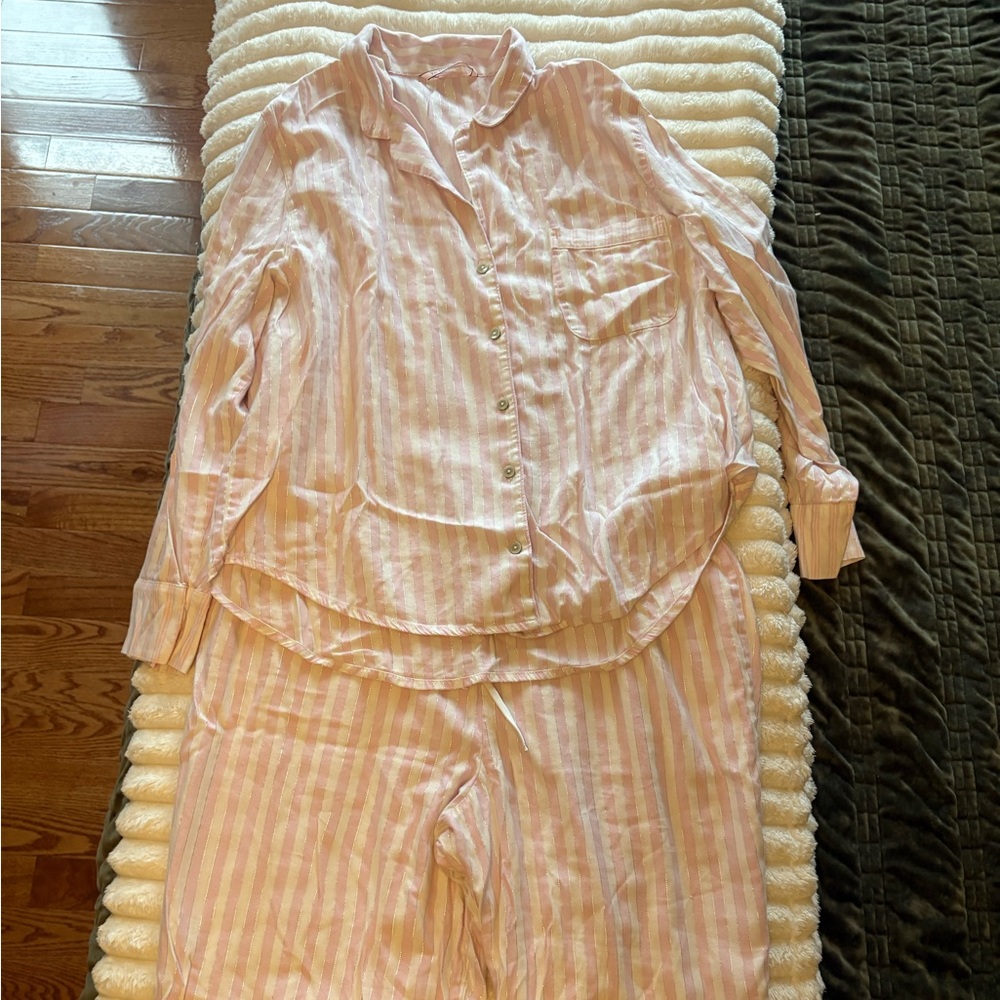 Victoria's Secret Pink and White Striped Pajama Set